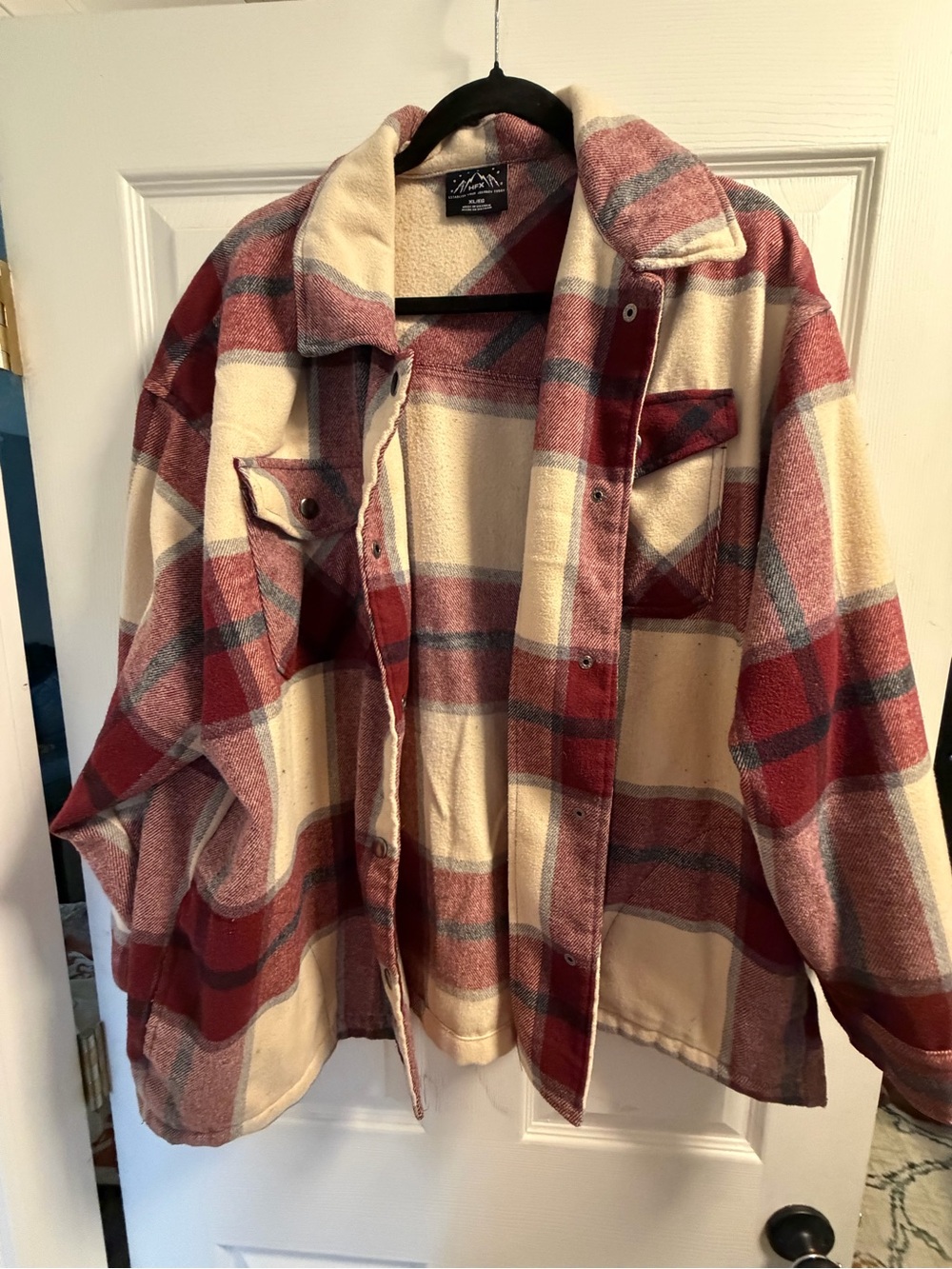 Plaid Sherpa-Lined Jacket - Red & Cream
